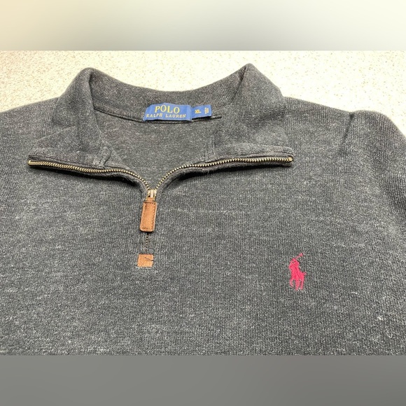 Polo Ralph Lauren Other - Polo Ralph Lauren Gray Pullover Sweater Quarter Zip Red Embroidered Logo XL